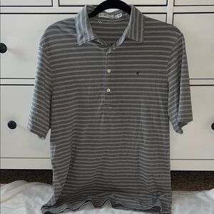 Criquet Men's Polo in Gray and White Stripes